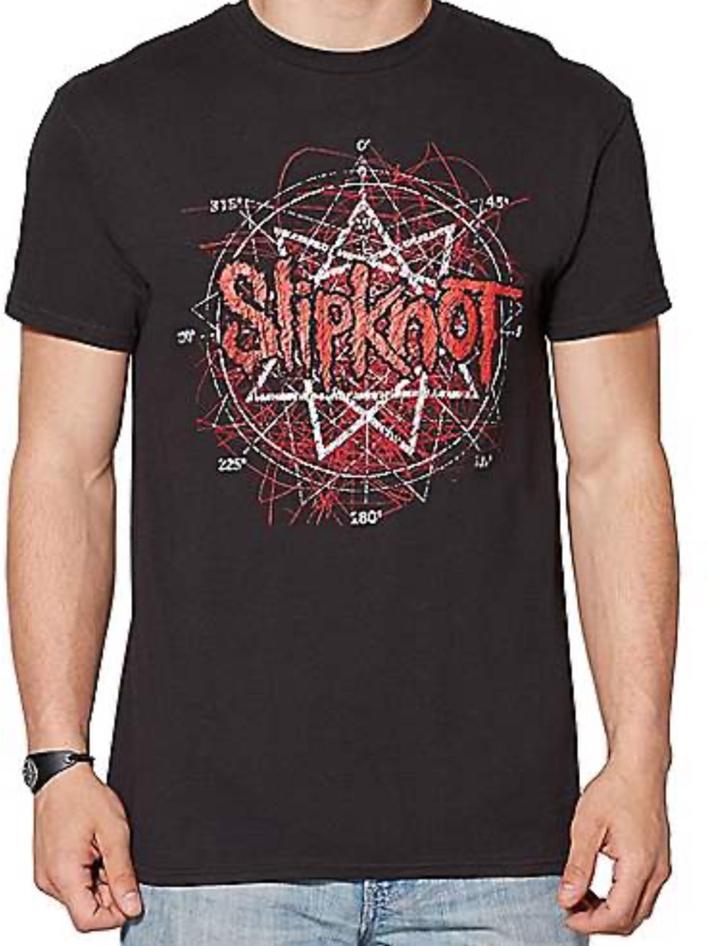 SLIPKNOT Black Red White T SHIRT Nonagram men’s Large Double Sided Spencer’s LRG